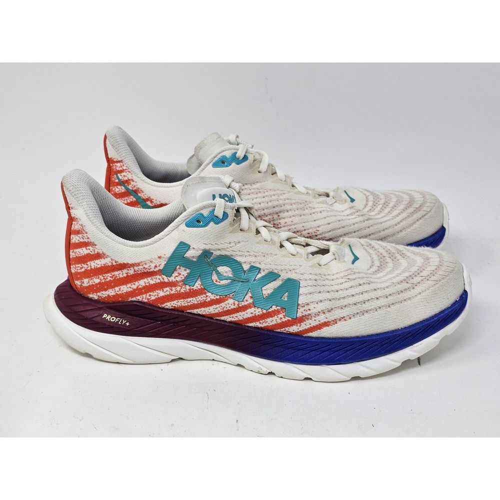 Hoka One One Mach 5 Shoes Womens Size 9.5 White Orange Running Road 1127894 WFM